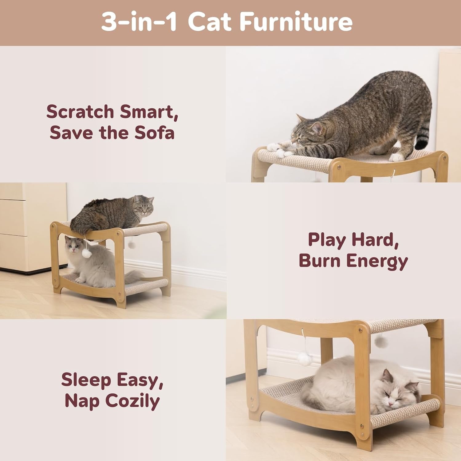 aixinpet-two-level-sisal-cat-scratcher-bed-sturdy-cat-scratching-post-with-scratch-pad-hammock-bed-comfortable-cats-bed-for-indoor-kittens-adult-cats-sturdy-wooden-frame-protect-furniture