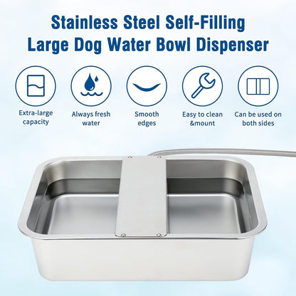 BWOGUE 3 Gal Automatic Dog Water Dispenser, Stainless Steel Bowl for Dogs | Automatic Dog Water Bowl Dispenser, Float Valve Control, Outdoor Use, Easy to Mount & Clean, Large Dogs, Cats, Chickens3