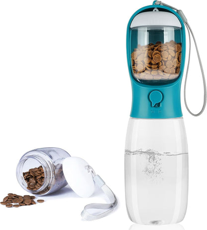 Dog Water Bottle with Food Container, Portable Leak Proof Pet Water Dispenser for Walking Hiking Travel, Puppy Essentials Accessories for Small Large Dogs, Dog Gifts (10Oz/15Oz/19Oz)8