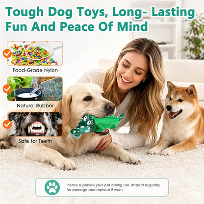Fuufome Alligator Dog Toys for Aggressive Chewers,Medium Large Breed Dogs | Dental Cleaning, Tough Nylon Rubber Hybrid Structure,Anxiety Relief,Long Daily Indoor Outdoor Chewing Dog Gift3