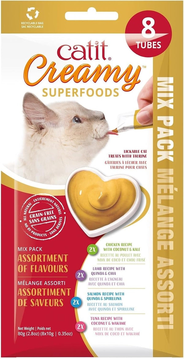 Catit Creamy Superfood Lickable Cat Treat – Hydrating and Healthy Treat for Cats of All Ages - Lamb with Quinoa & Chia, 4-Pack7