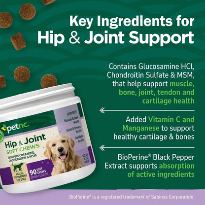 Petnc Natural Care Hip and Joint Soft Chews for Dogs, 90 Count - 27591 | Glucosamine Chondroitin MSM Dog Chews with Hyaluronic Acid, Liver Flavored Bone & Joint Support Supplement, for All Breeds2