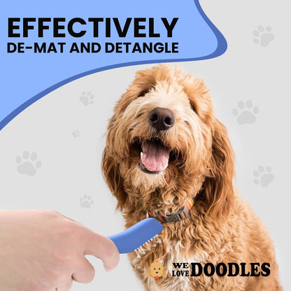 We Love Doodles Dematting Comb for Dogs - Dog Hair Mat Remover, Detangler Comb & Deshedding Tool, Removes Tangles, Knots, & Loose Hair, Metal Comb, Ergonomic Handle Family (5 Blades)5