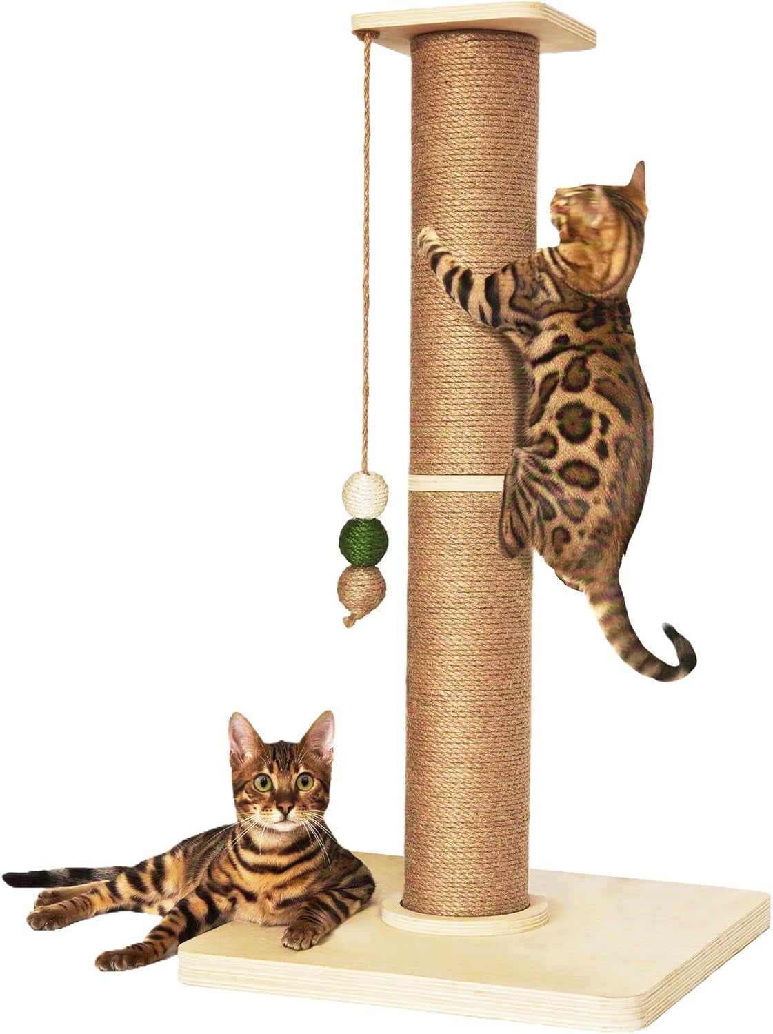 tinybeast-wooden-cat-scratching-post-sturdy-35-tall-natural-sisal-cat-scratcher-with-thick-solid-wood-base-for-adult-cats-indoor-jumbo-durable-stable-cat-scratcher-tower
