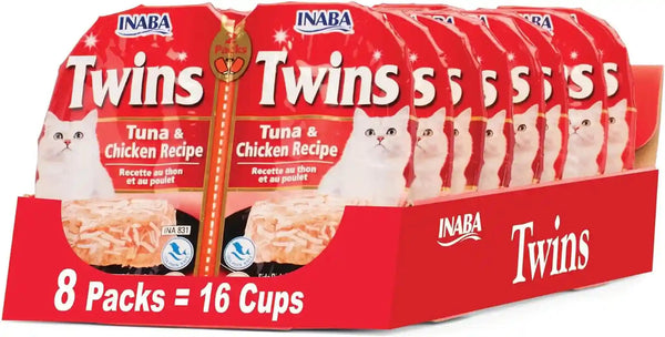 INABA Twins for Cats, Shredded Chicken & Broth Gelée Side Dish/Topper Cups with Green Tea Extract, 1.23 Ounces per Serving, 16 Servings, Tuna & Chicken with Scallop Recipe11