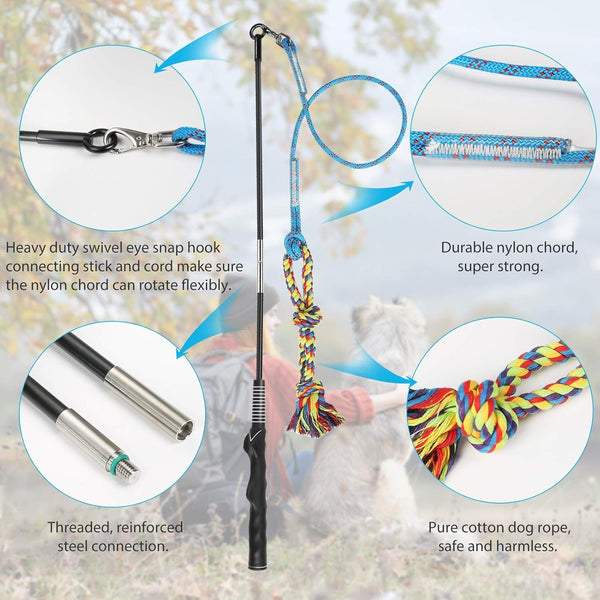 Flirt Pole for Dogs Interactive Chase Toy for Large Medium Small Puppy Dogs | for Chase and Tug of War, Dog Teaser Wand with Lure, Chewing Toy, for Outdoor Exercise & Training,Easy to Use,Carry, Sturdy7