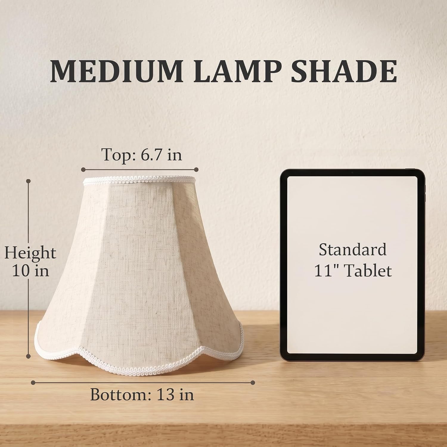 beige-scalloped-lamp-shades-set-of-2-6-7-x-13-x-10-bell-linen-lampshades-with-petal-edge-braid-medium-spider-fitter-replacement-for-table-lamps-living-room-bedroom-easy-assembly-required