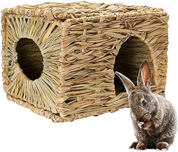 Natural Seagrass Mat Bed Hideaway Toy, Hand Woven for Rabbit Guinea Pig Chinchilla Ferret1