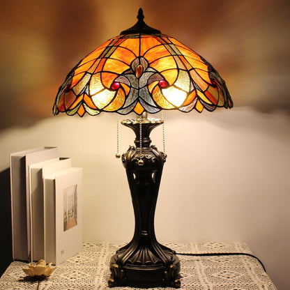 Table Lamp Base Replacement Only (L (W 8 H 24 Inch)) | Fit for 12, 14, 16, 18 Inch Tiffany Style Stained Glass Lampshade, Dark Bronze Finish, Resin, Pull Chain Switch7