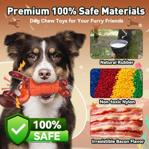 BIKIISEN Squeaky Dog Toys for Aggressive Chewers for Large Dogs, Interactive Chew Toys to Keep Them Busy, Indestructible Toys, Tough Toys for Medium Large Dogs (Red)7