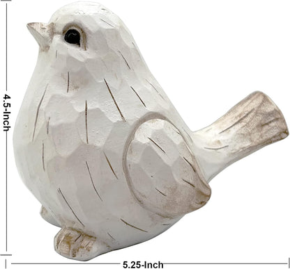 NEW White Modern Farmhouse Bird Figurine, Bird Statue Sculpture - Carved Rustic Distressed Animal Bird Ornaments - Home Decor Accents Collectible Bird Figurine | Spring2