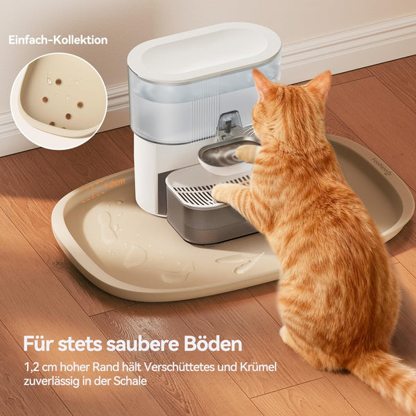 FEELNEEDY Silicone Cat & Dog Food Mat Waterproof, High Raised Edges for Leakage Protection, Dog Mat for Food and Water, Non-Slip Drip Tray, Easy Clean 18 * 12 * 0.5 Inches Feeding Pad (Small, Beige)3