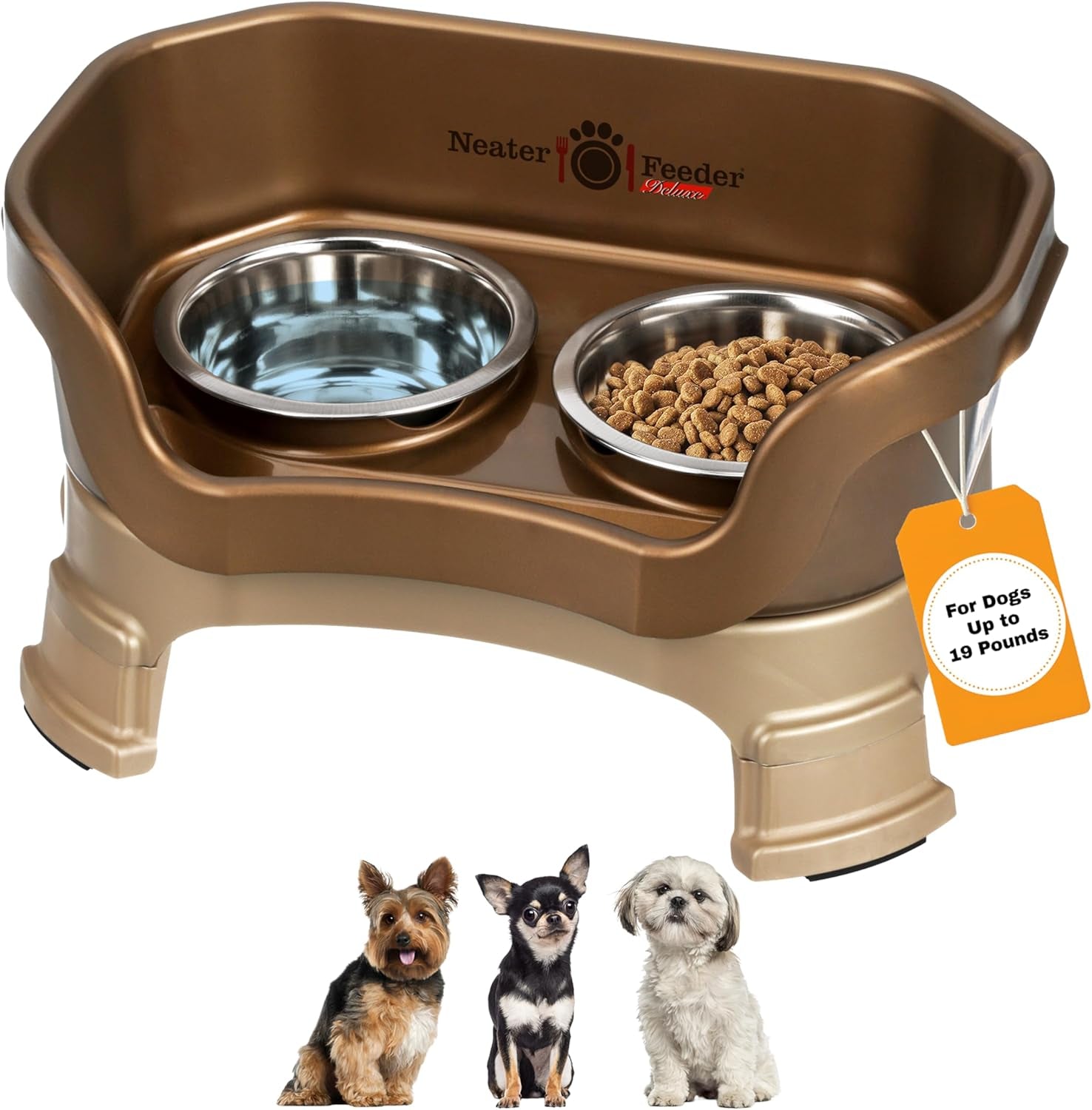 neater-feeder-deluxe-mess-proof-elevated-dog-bowls-for-small-dogs-up-to-19-lbs-2-height-adjustable-6-7-5-no-spill-raised-dog-bowl-stand-stainless-steel-food-bowl-set-made-in-usa-cappuccino