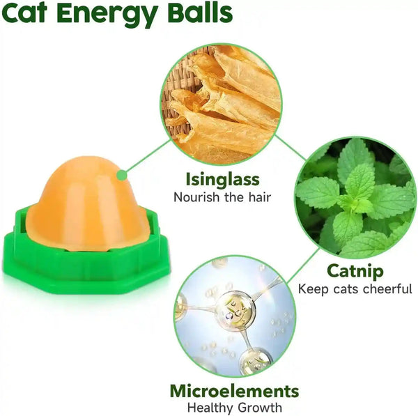 Potaroma 6 Pack Cat Energy Ball Toys, Includes Catnip for Cats Lick | Edible Kitty Toys, Safe Healthy Kitten Chew Toys, Teeth Cleaning Dental Cat Toy, Cat Wall Treats2