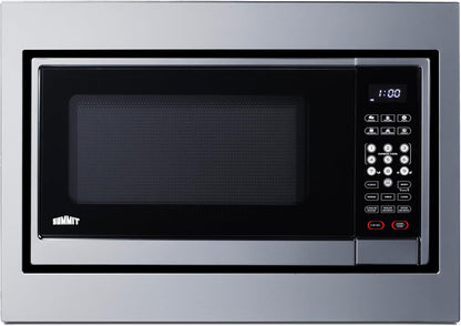 Summit 24" Built-In Microwave with Trim Kit, Stainless Steel - SMBI24 | 1000W Built-In Microwave with Stainless Steel Trim Kit Designed to Fit 15 3/4" H X 22 1/2" W X 18 1/4" D Wide Cutouts1