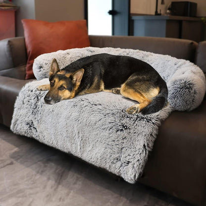 Calming Dogs/Cats Bed Mats, Dog Pad Washable Removable Couch Cover, Plush Long Fur Mat for Pets, Waterproof Lining, Perfect for Small, Medium and Large Dogs and Cats (Gradient Gray, 36"X31")23
