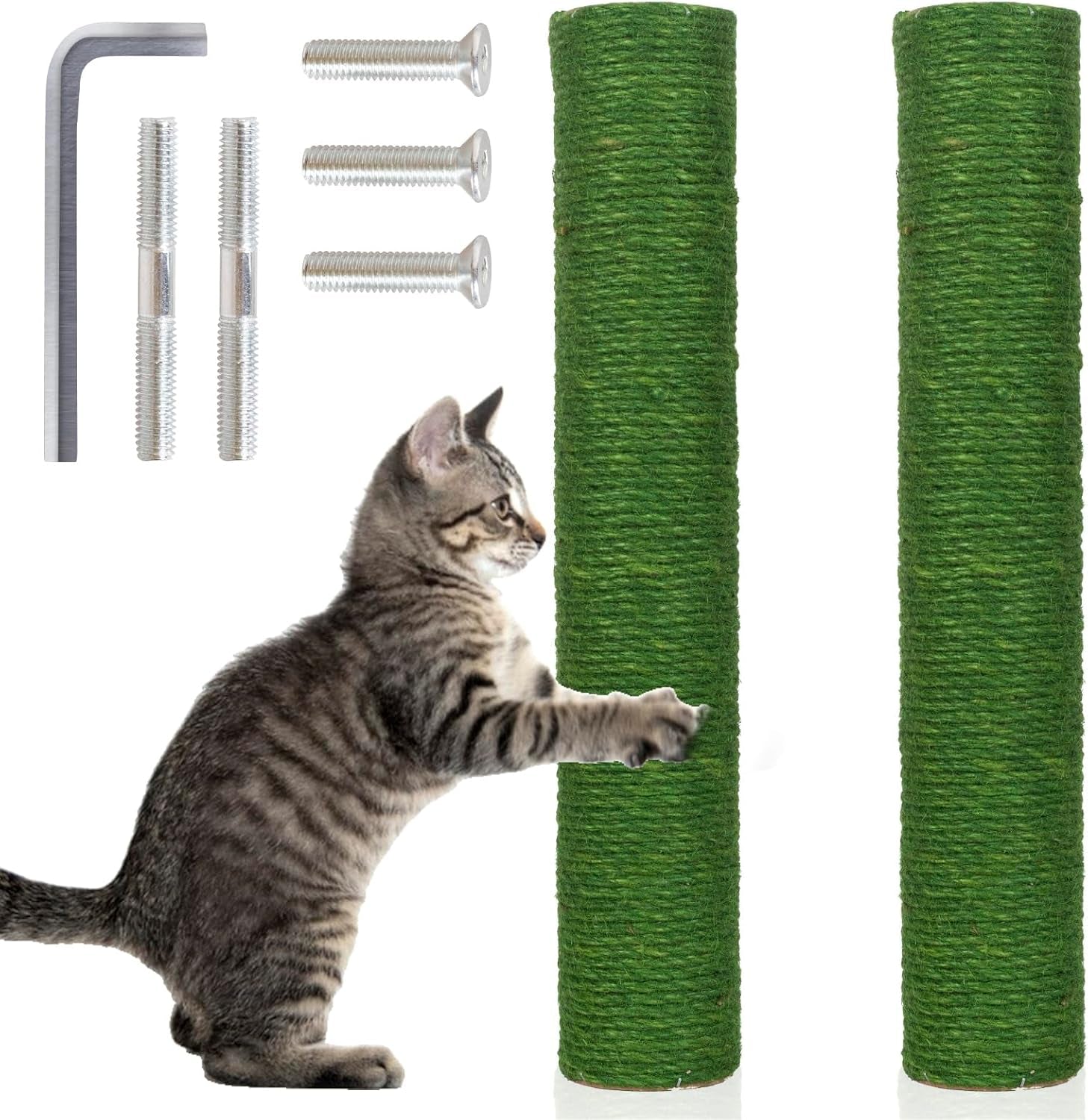 powerking-natural-sisal-replacement-scratching-post-15-7-2-pieces-m8-cat-scratch-post-refill-pole-parts-for-refurbishment-include-screws-white