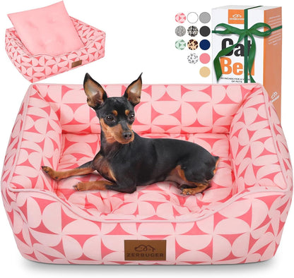 Cat Dog Bed for Pets, Rectangle Pet Bed Gift for Puppy and Kitten, Machine Washable Calming Fluffy Pet Couch Sofa for Indoor Outdoor, Portable Soft Cat Bed with Non-Slip Bottom (Small, Pink)20