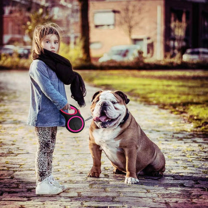 Segarty 26Ft Dog Leash Retractable, 8M Dog Leads Long for Medium Large Breed Pets 44-110Lbs, No Tangle Nylon Tape and 1 Button Break & Lock Heavy Duty Leash for Training Running, Pink6