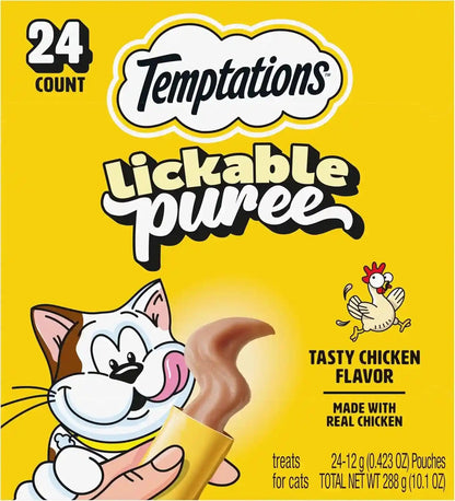 Temptations Creamy Puree Cat Treats, Beef, Chicken, Salmon & Tuna, 48 Count | Beef, Salmon, Chicken & Tuna, under 15 Cal/Tube, No Added Sugar or Fillers, Senior-Friendly, Meal Topper or Hand-Feed18