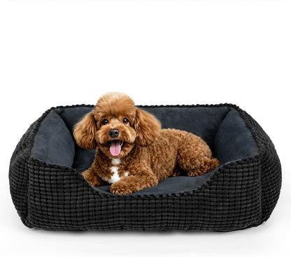 MIXJOY Dog Bed for Large Medium Small Dogs, Rectangle Washable Sleeping Puppy Bed, Soft Calming Cat Beds for Indoor Cats, Orthopedic Pet Sofa Bed, Anti-Slip Bottom with Multiple Size (20'', Grey)23