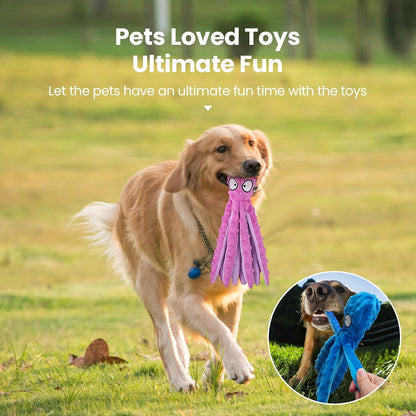 HGB Squeaky Dog Toys - 2 Pack No Stuffing Octopus Crinkle Plush Chew Toys for Puppies Small Medium Large Dogs, Interactive Tug Toys to Keep Dogs Busy4