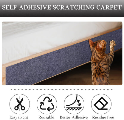 Cat Scratch Furniture Protector Couch Protector from Cat Claws Self-Adhesive Carpet Remnants Scratching Mat Trimmable DIY Climbing Covering Posts (Grey, 15.8" X 39.3")3