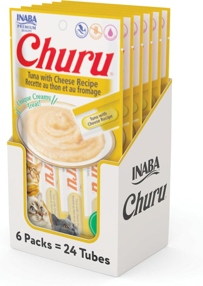 INABA Churu Cat Treats, Lickable, Squeezable Creamy Purée Cat Treat with Green Tea Extract & Taurine, 0.5 Ounces Each Tube, 24 Tubes (4 per Pack), Chicken Recipe12