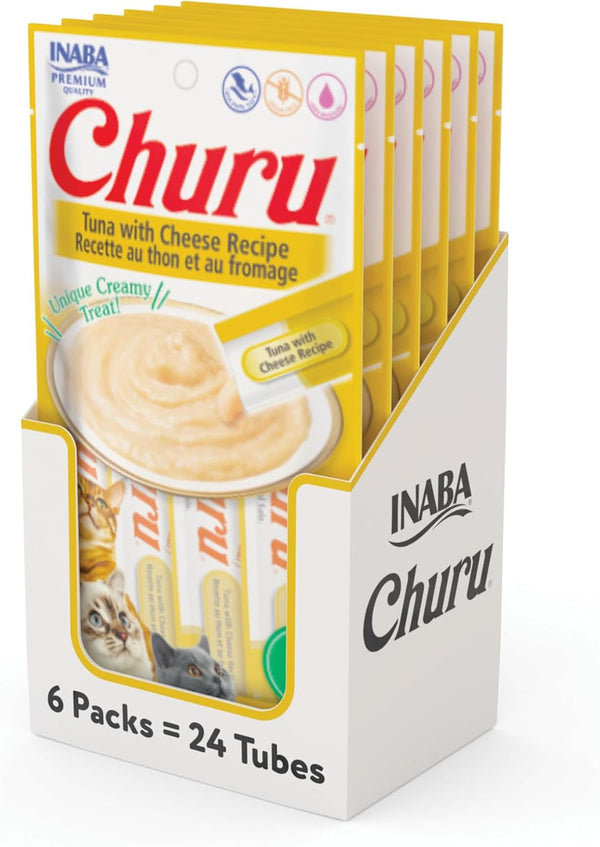 INABA Churu Cat Treats, Lickable, Squeezable Creamy Purée Cat Treat with Green Tea Extract & Taurine, 0.5 Ounces Each Tube, 24 Tubes (4 per Pack), Chicken Recipe12