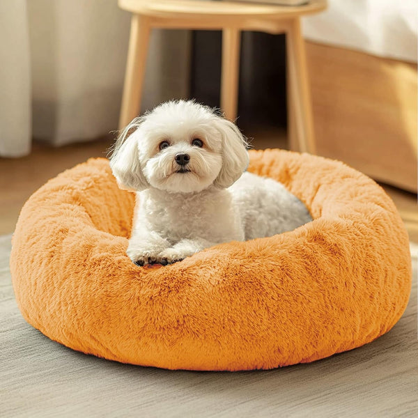 JOLLYVOGUE Small Dog Bed, Calming Soft Anti-Anxiety Donut Cat Bed, Washable round Fluffy Cushion for Small and Medium Pets (20")32