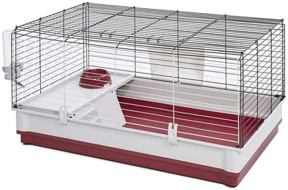 Midwest Homes for Pets 158 Wabbitat Deluxe Rabbit Home, Rabbit Cage, 39.5 L X 23.75 W X 19.75 H Inch, Maroon/White1
