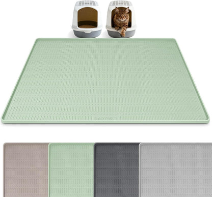Silicone Cat Litter Mat 47" X 35" Cat Mat for Litter Box, Khaki | Extra Large Cat Litter Trapping Mat for Floor, Waterproof, Non-Slip Kitty Litter Box Mat with Raised Edge, Easy to Clean14