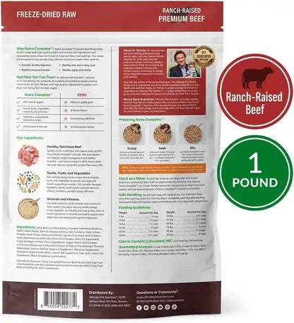 ULTIMATE PET NUTRITION Nutra Complete, 100% Freeze Dried Raw Veterinarian Formulated Dog Food with Antioxidants Prebiotics and Amino Acids (1 Pound, Beef)7
