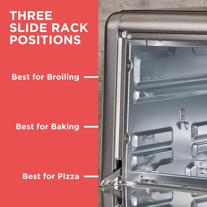 BLACK+DECKER TO3250XSBD 8-Slice Extra Wide Convection Countertop Toaster Oven, Includes Bake Pan, Broil Rack & Toasting Rack, Stainless Steel/Black9
