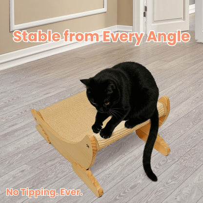 Sisal Cat Scratcher Bed Scratch Chair Aesthetic Cat Lounger Natural Wood Scratch Post Replaceable Sisal Mat with Catnip and Felt Pads,Medium Size(Cloud Edge)8