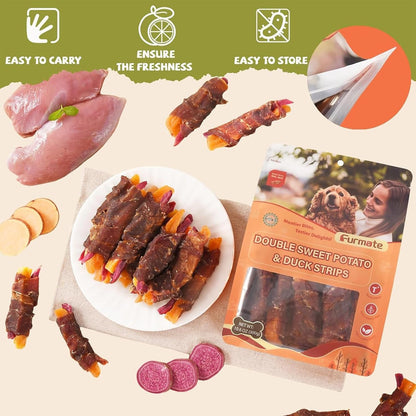 Dog Jerky Treats Duck Wrapped Orange Purple Sweet Potato, 10.6 Oz | Healthy Dog Snacks High Protein Low Fat, Soft Chews Eliminates Tears, Training Rewards Treats for Small Medium Large Breeds7