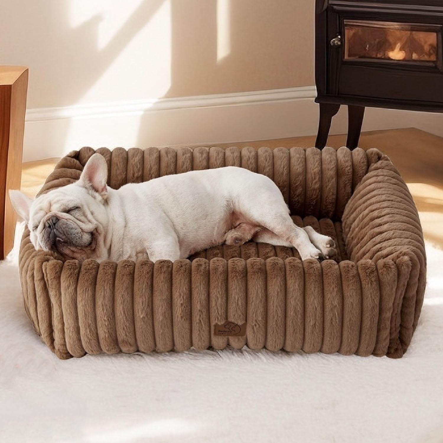 bedsure-comfyfleece™-cute-dog-bed-for-small-medium-dogs-washable-25in-cream-furry-puppy-beds-square-rectangle-orthopedic-corduroy-aesthetic-pet-beds-removable-zipper-cover-non-slip-bottom-up-to-15-lbs