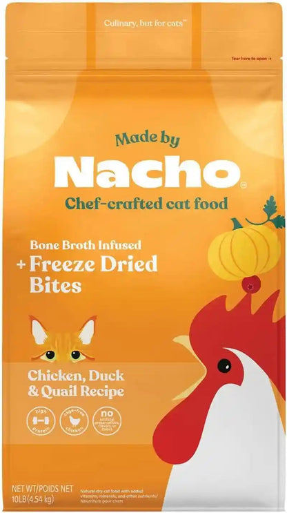 Made by Nacho Dry Cat Kibble 4Lb Bag, High Protein and Grain-Friendly Premium Cat Food, Cage-Free Chicken & Pumpkin Recipe, Infused with Bone Broth for Hydration, Limited Ingredients, Single Bag13