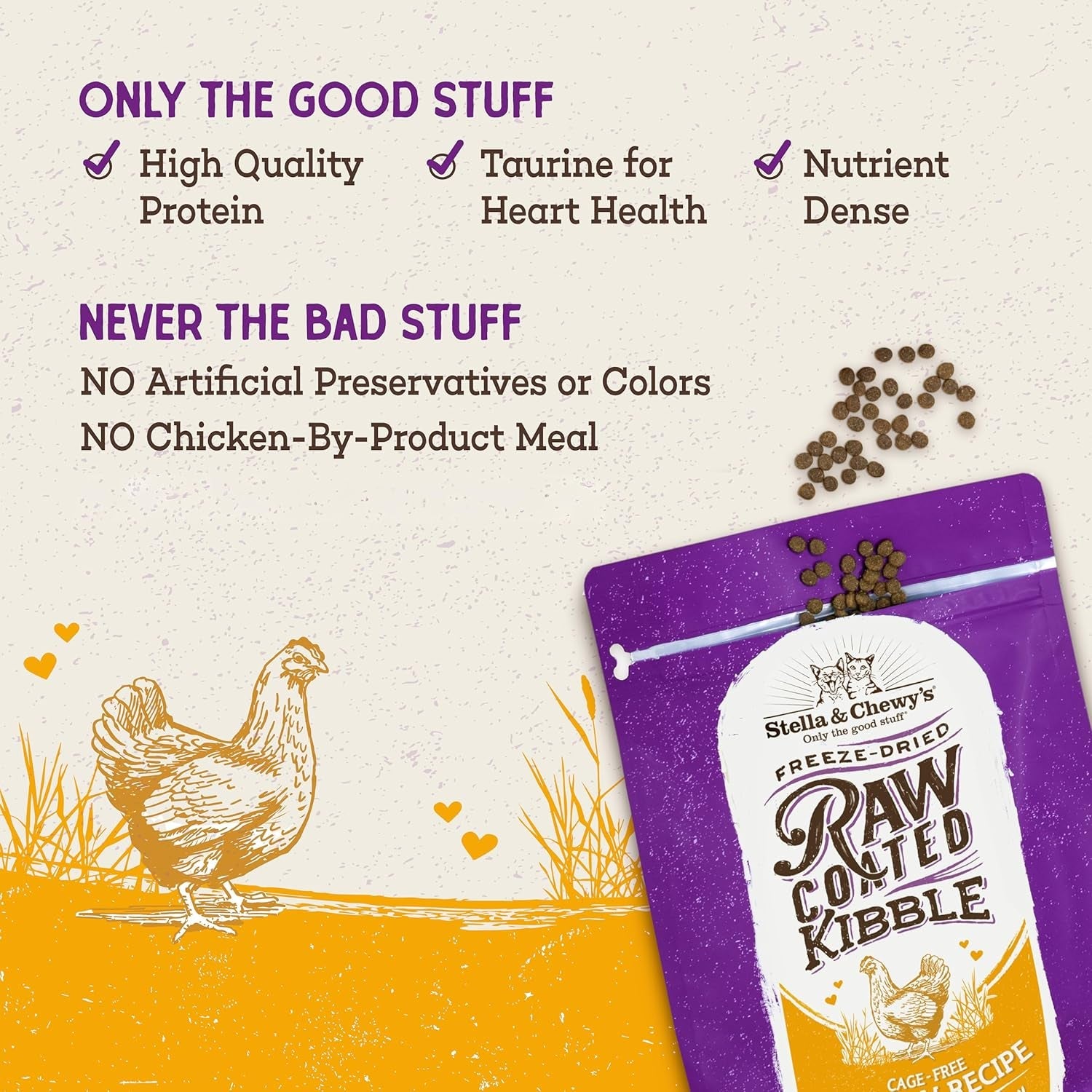stella-chewys-raw-coated-cat-food-high-protein-grain-free-kibble-with-cage-free-chicken-premium-digestive-support-with-probiotics-natural-small-kibble-perfect-for-picky-eaters-10-lb-bag