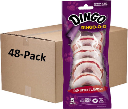 Dingo Ringo Rawhide Dog Treats Made with Real Chicken, 5 Count | Long-Lasting Rawhide with Real Chicken Provides Protein, Natural Chewing Action Promotes Clean Teeth, for Adult Dogs10