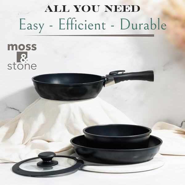 10Pcs Nonstick Cookware Pans with Removable Handles, Space Saving Pots and Pans with Removable Handles, RV Pots and Pans Set for Camping, Oven and Induction Ready3