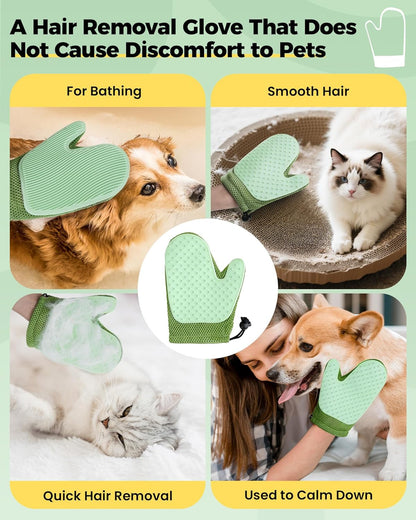 Carpet Rake for Pet Hair Removal Tool - 4 in 1 Pet Hair Remover Kit for Dog Cat Fur Remover, Contain 60" Adjustable Rubber Broom, Glove, Magic Brush and Scraper for Furniture,Short Pile Carpets, Mats7