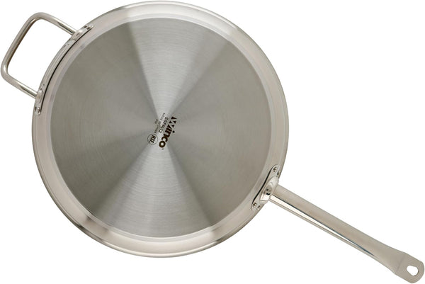 Winco 12" Stainless Steel Fry Pan with Helper Handle | Dishwasher Safe, Induction Compatible, Even Heat Distribution, Helper Handle, Great for Sauteing, Searing and Frying5