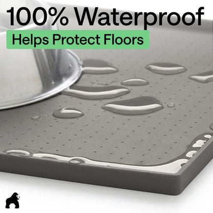 GORILLA GRIP 100% Waterproof Raised Edge BPA Free Silicone Pet Feeding Mat, Dog Cat Food Mats Contain Spills Protects Floors, Placemats for Cats and Dogs Water Bowl, 18.5X11.5, Gray4