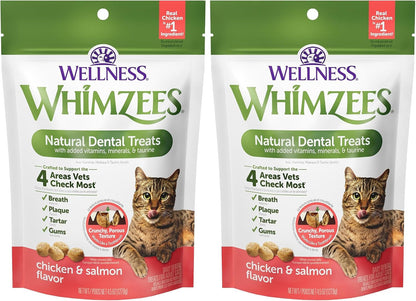 Wellness WHIMZEES Cat Dental Treats, Freshens Breath, Chicken and Salmon Flavor, 4.5 Oz Bag13