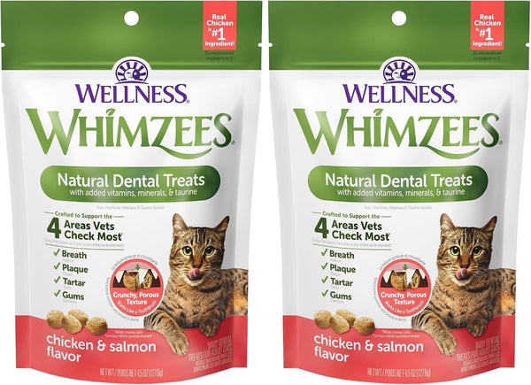 Wellness WHIMZEES Cat Dental Treats, Freshens Breath, Chicken and Salmon Flavor, 4.5 Oz Bag13