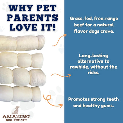 Amazing Dog Treats Beef Cheek Rolls for Dogs – (Mega Thick 10" - 3 Pcs) Long Lasting Beef Cheeks, Natural Retriever Rolls, Rawhide Alternative Large Dog Chew, Single Ingredient3
