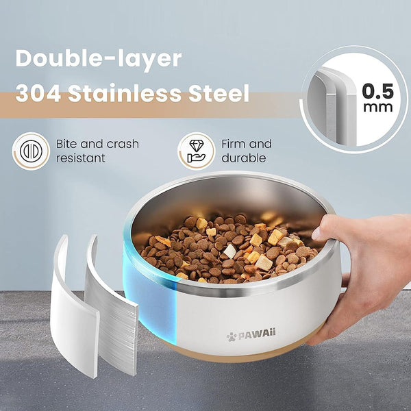 Pawaii Dog Bowl, 34 Oz Stainless Steel Food and Water Bowl, ID Tag, 1 Pack | Double-Wall Design,Non-Slip Rubber Base,Dishwasher Safe,Smooth Open Design, Not a Slow Feeder,Easy-Rinse Interior2
