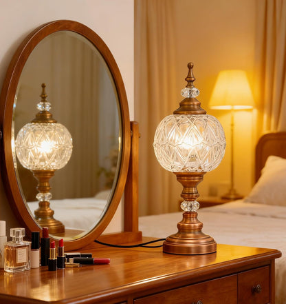 Table Lamps Vintage Desk Lamp Plug in Table Light | Crystal Table Lamp Vintage-Inspired Elegant Design Durable Metal Base, Warm Tone Perfect for Bedroom, Living, Office3