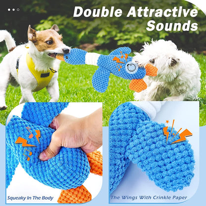 Vitscan Upgraded Goose Indestructible Dog Toys for Aggressive Chewers Small Medium Large Breed, Crinkle Squeaky Plush Dog Puppy Chew Toys for Teething, Duck Puppy Toys5